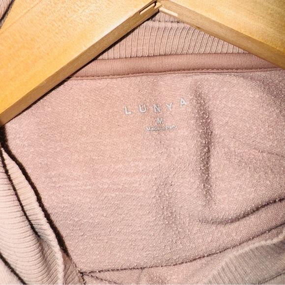 Lunya Dreamy Alpaca Wool Blend Fleece Oversized Hoodie Meditative Pink Lounge M - Picture 13 of 14